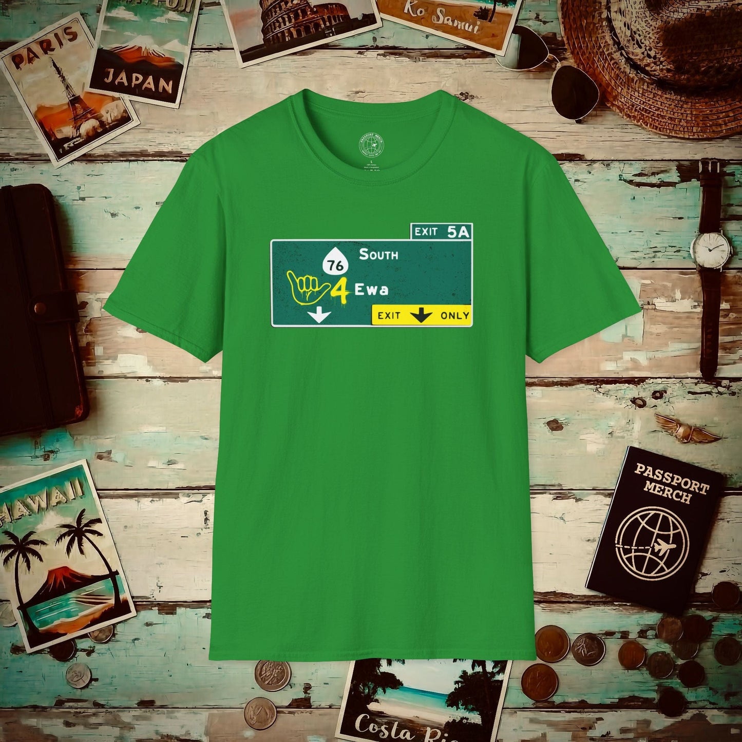 Signs of Wanderlust, Shaka 4 Ewa, Hawaii T-Shirt Irish Green / S