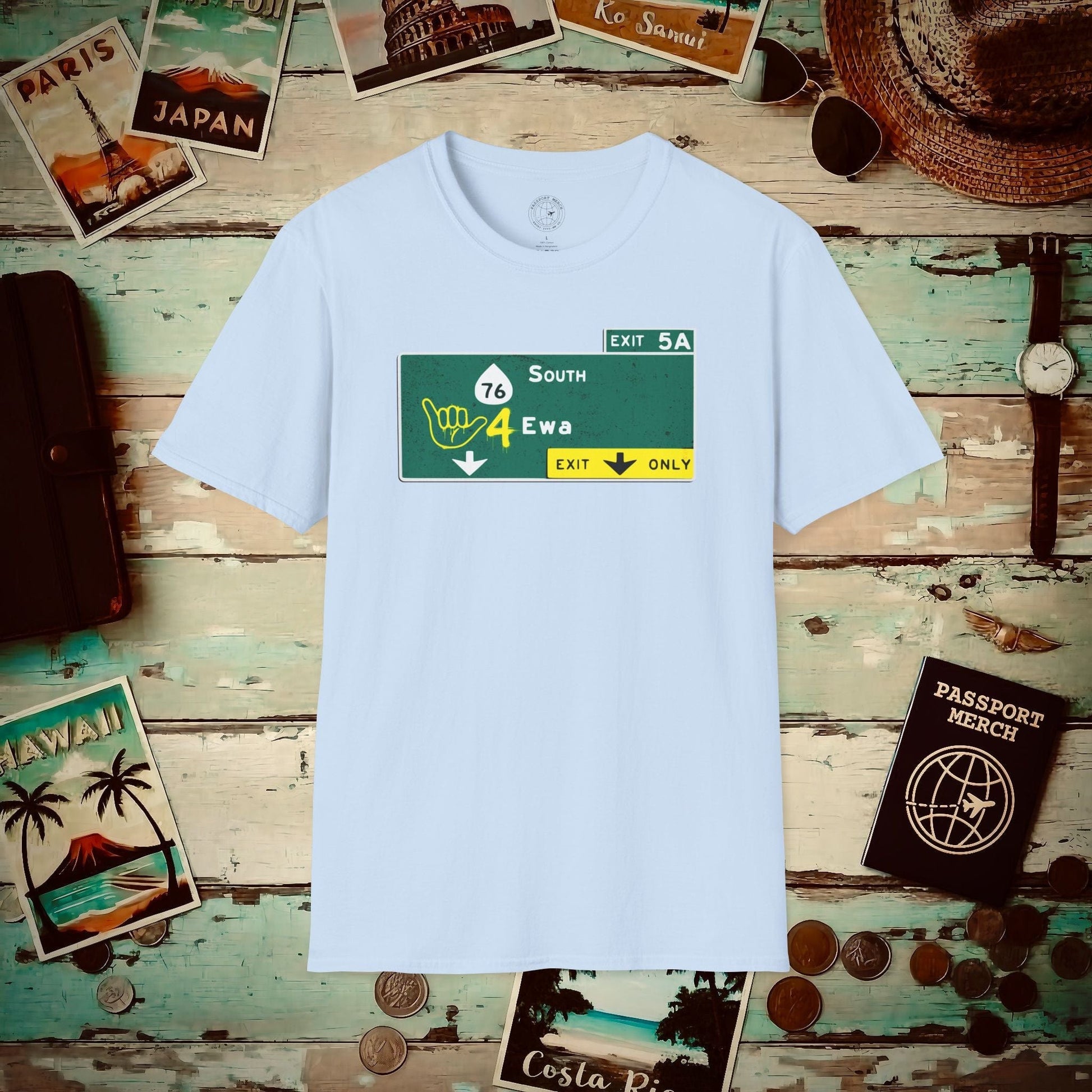 Signs of Wanderlust, Shaka 4 Ewa, Hawaii T-Shirt Light Blue / S