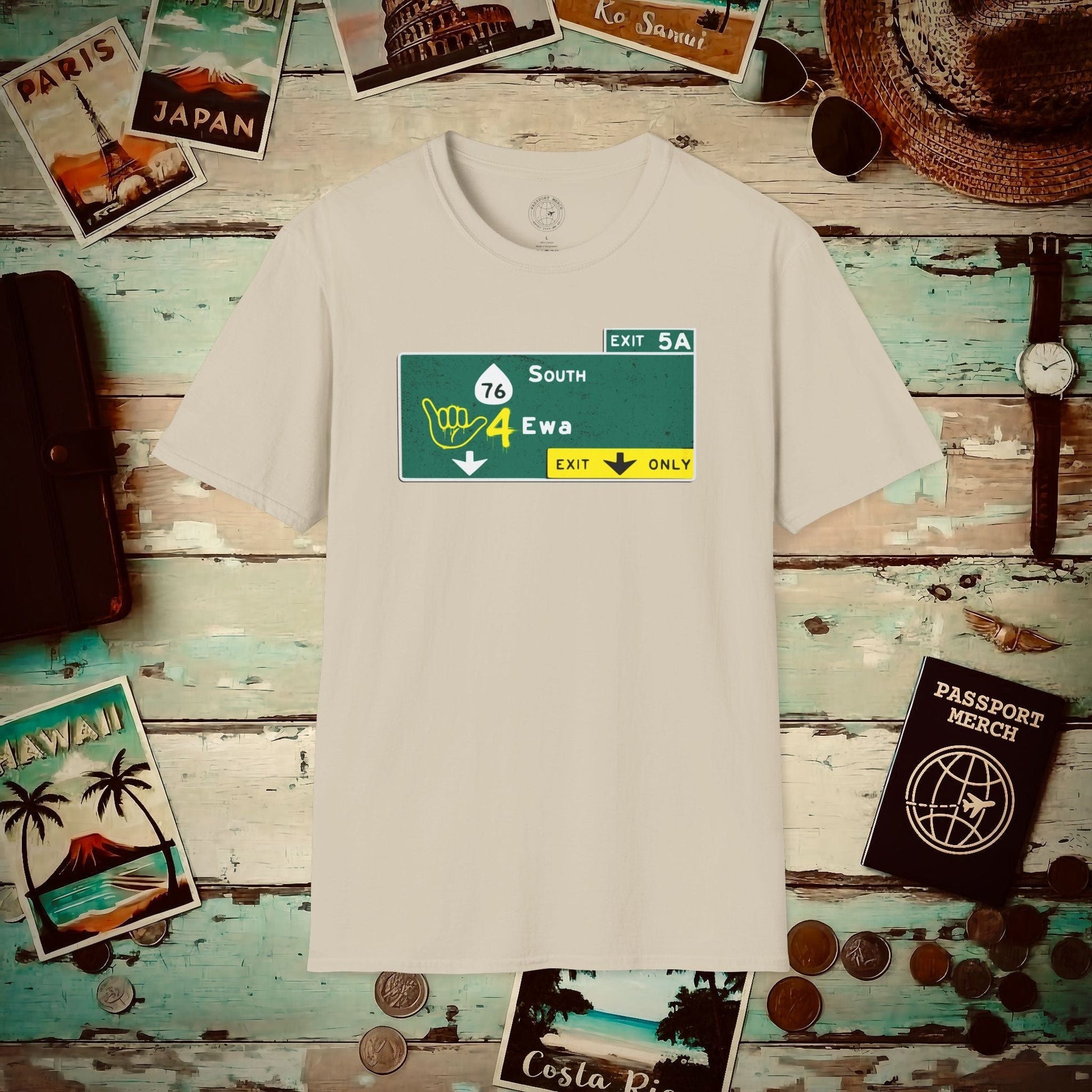 Signs of Wanderlust, Shaka 4 Ewa, Hawaii T-Shirt Sand / S