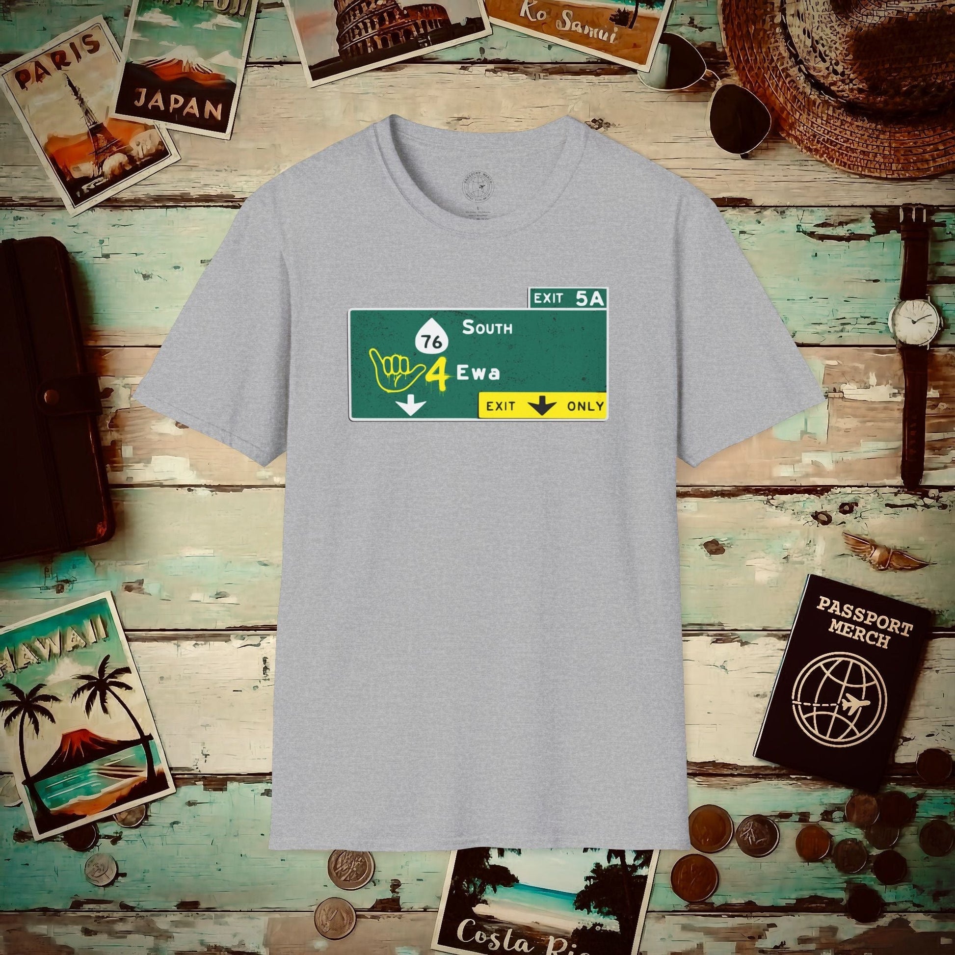 Signs of Wanderlust, Shaka 4 Ewa, Hawaii T-Shirt Sport Grey / S