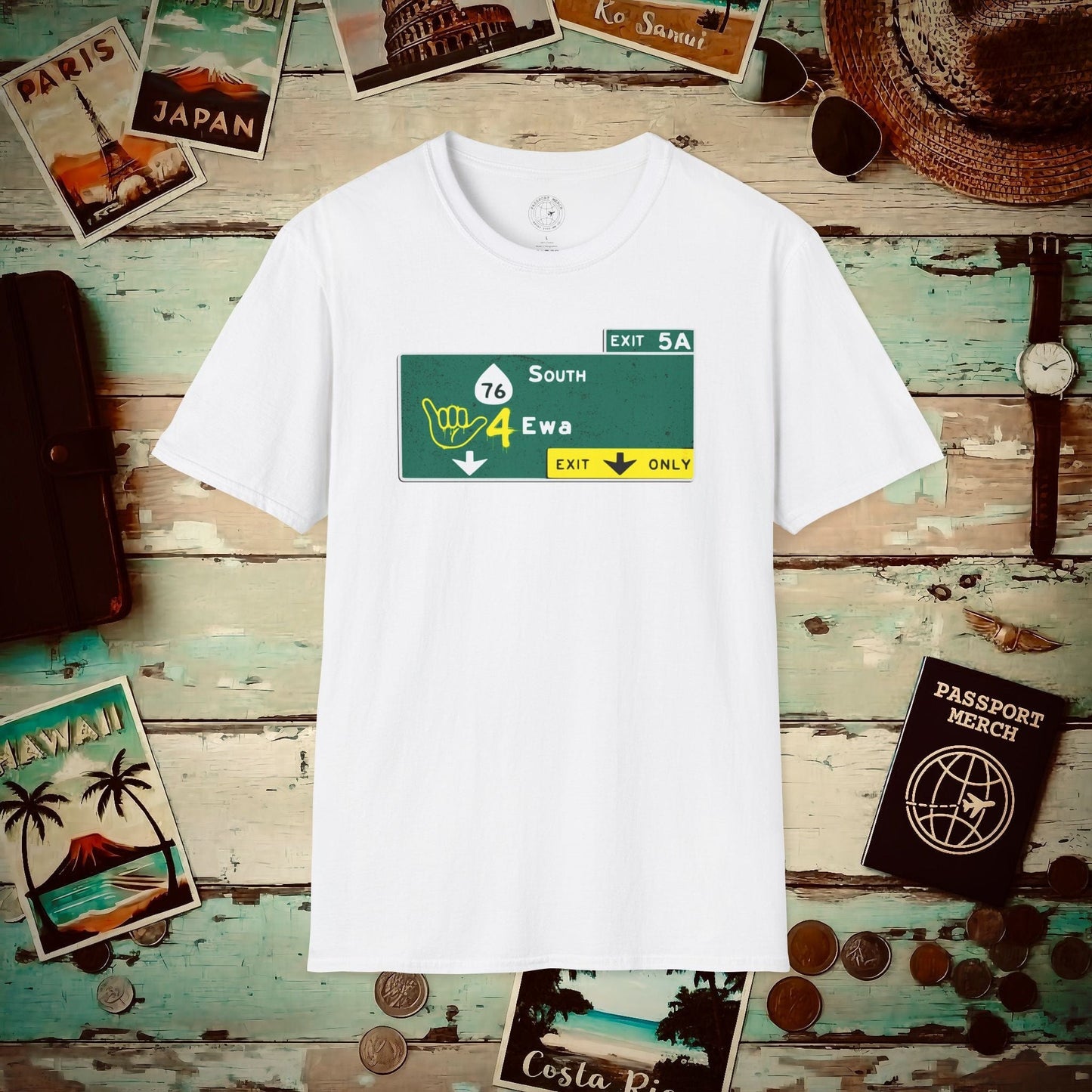 Signs of Wanderlust, Shaka 4 Ewa, Hawaii T-Shirt White / S
