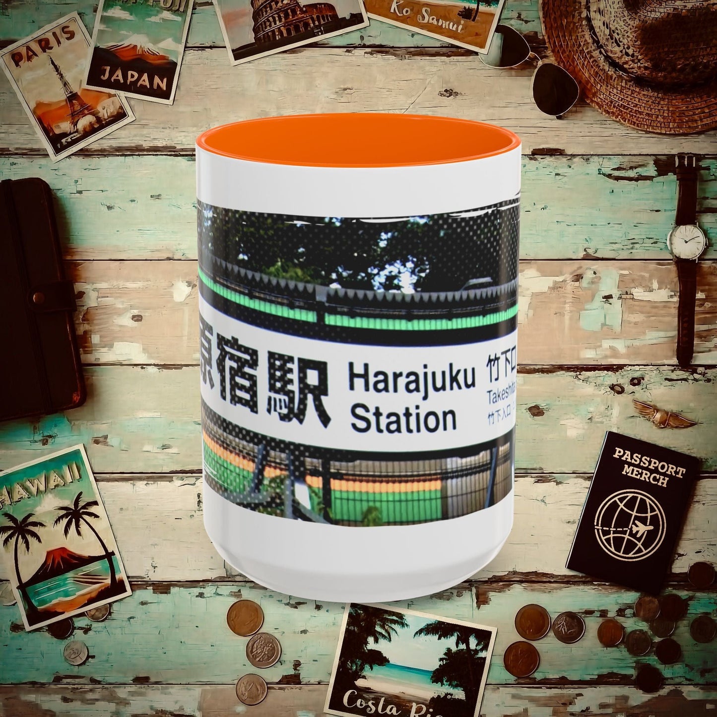 Signs of Wanderlust, Takeshita Street Harajuku Japan 15oz Mug Orange / 15oz