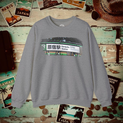 Signs of Wanderlust, Takeshita Street Harajuku Japan Crewneck Graphite Heather / S