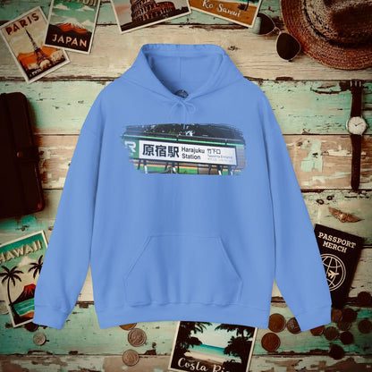 Signs of Wanderlust, Takeshita Street Harajuku Japan Hoodie Carolina Blue / S