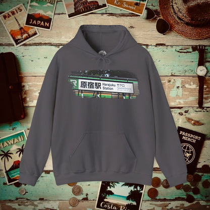 Signs of Wanderlust, Takeshita Street Harajuku Japan Hoodie Charcoal / S
