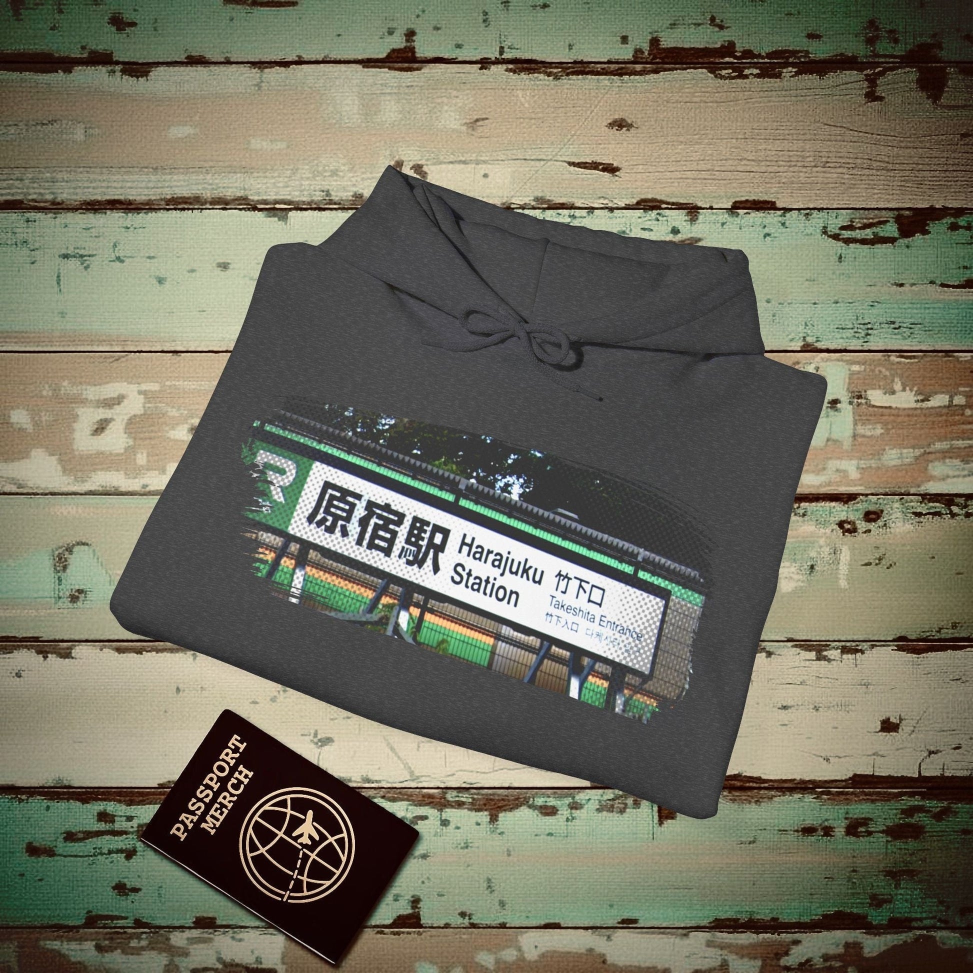 Signs of Wanderlust, Takeshita Street Harajuku Japan Hoodie Dark Heather / S