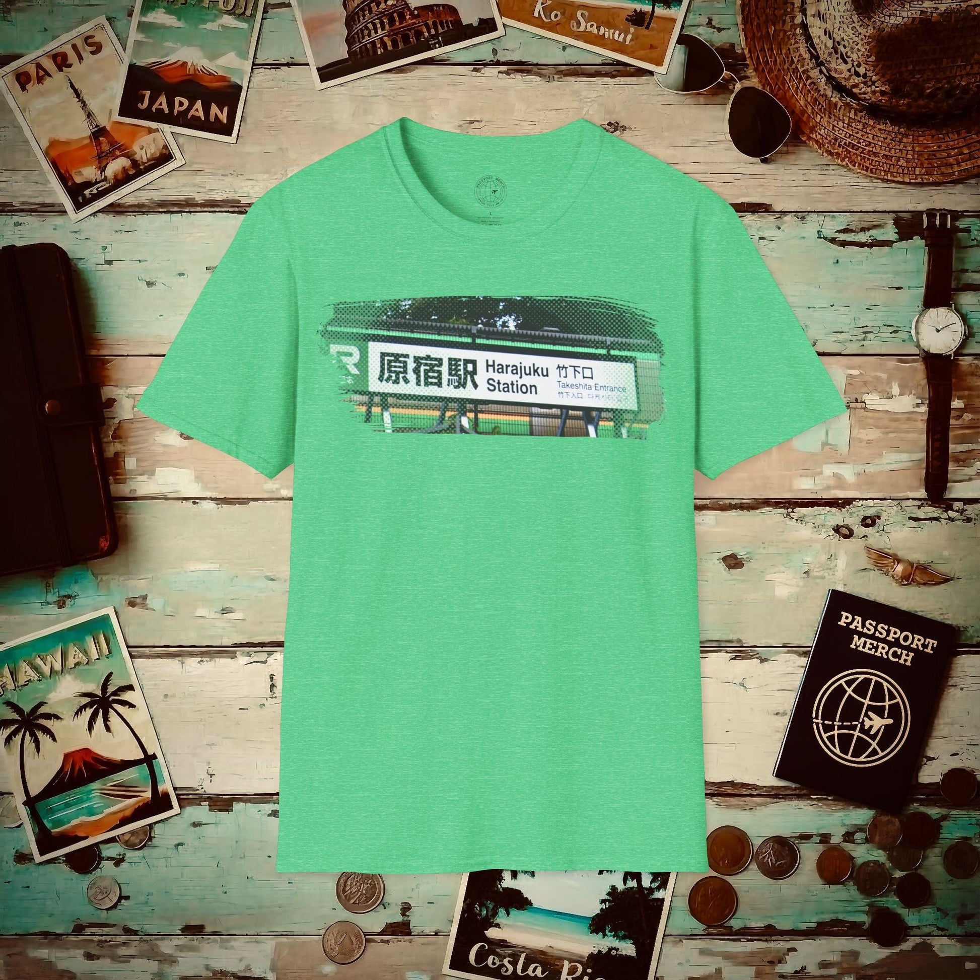 Signs of Wanderlust, Takeshita Street Harajuku Japan T-Shirt Heather Irish Green / S