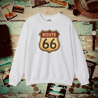 Signs of Wanderlust, Vintage Route 66, USA Crewneck Ash / S