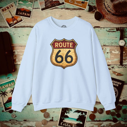 Signs of Wanderlust, Vintage Route 66, USA Crewneck Light Blue / S