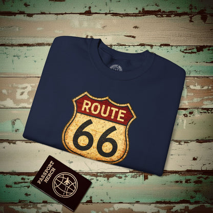 Signs of Wanderlust, Vintage Route 66, USA Crewneck Navy / S