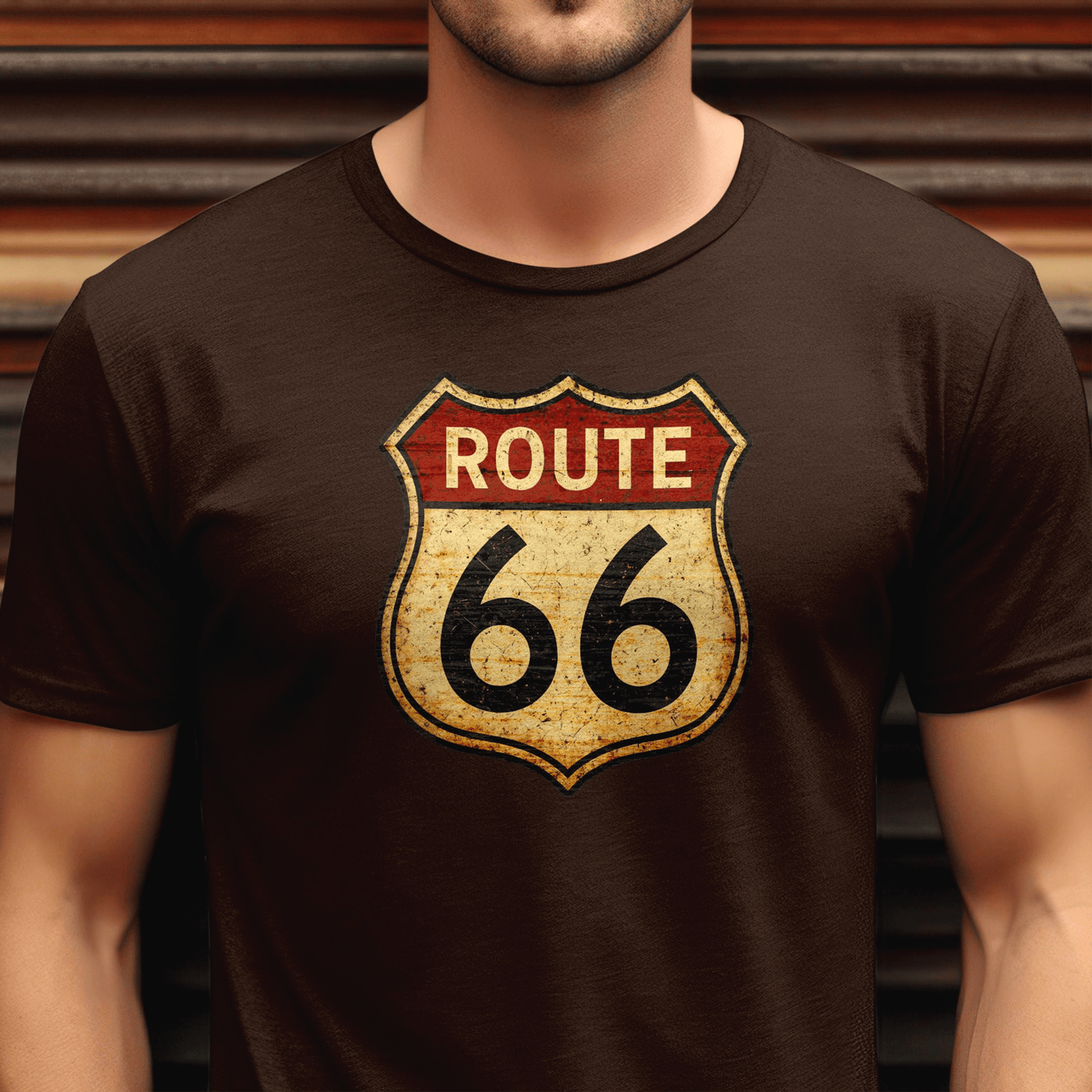 Signs of Wanderlust, Vintage Route 66, USA T-Shirt Dark Chocolate / S