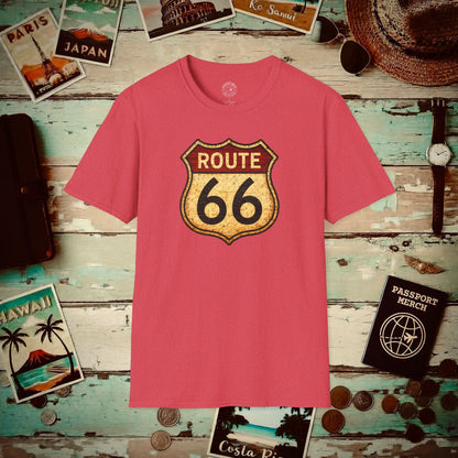 Signs of Wanderlust, Vintage Route 66, USA T-Shirt Heather Red / S