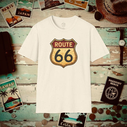 Signs of Wanderlust, Vintage Route 66, USA T-Shirt Natural / S