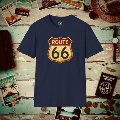 Signs of Wanderlust, Vintage Route 66, USA T-Shirt Navy / S