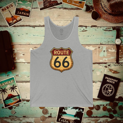 Signs of Wanderlust, Vintage Route 66, USA Tank Top Athletic Heather / XS