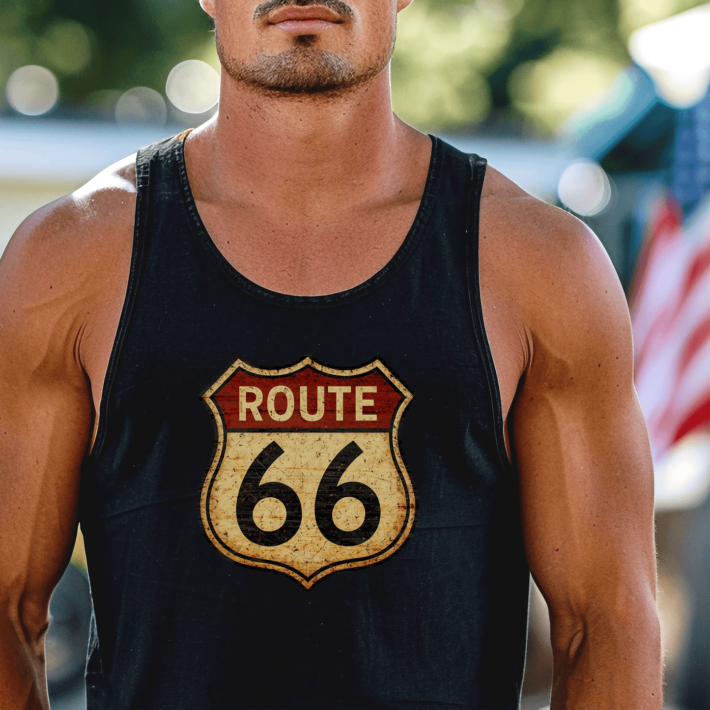Signs of Wanderlust, Vintage Route 66, USA Tank Top Black / XS