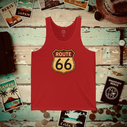 Signs of Wanderlust, Vintage Route 66, USA Tank Top Red / XS
