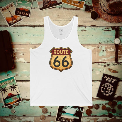 Signs of Wanderlust, Vintage Route 66, USA Tank Top White / XS