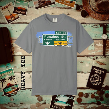 Signs of Wanderlust, Waikiki, Exit Only, Hawaii Heavy Tee Grey / S