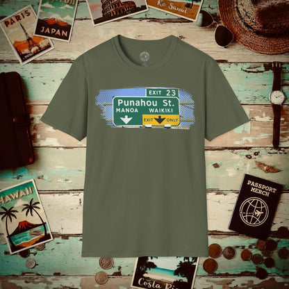 Signs of Wanderlust, Waikiki, Exit Only, Hawaii T-Shirt Military Green / S