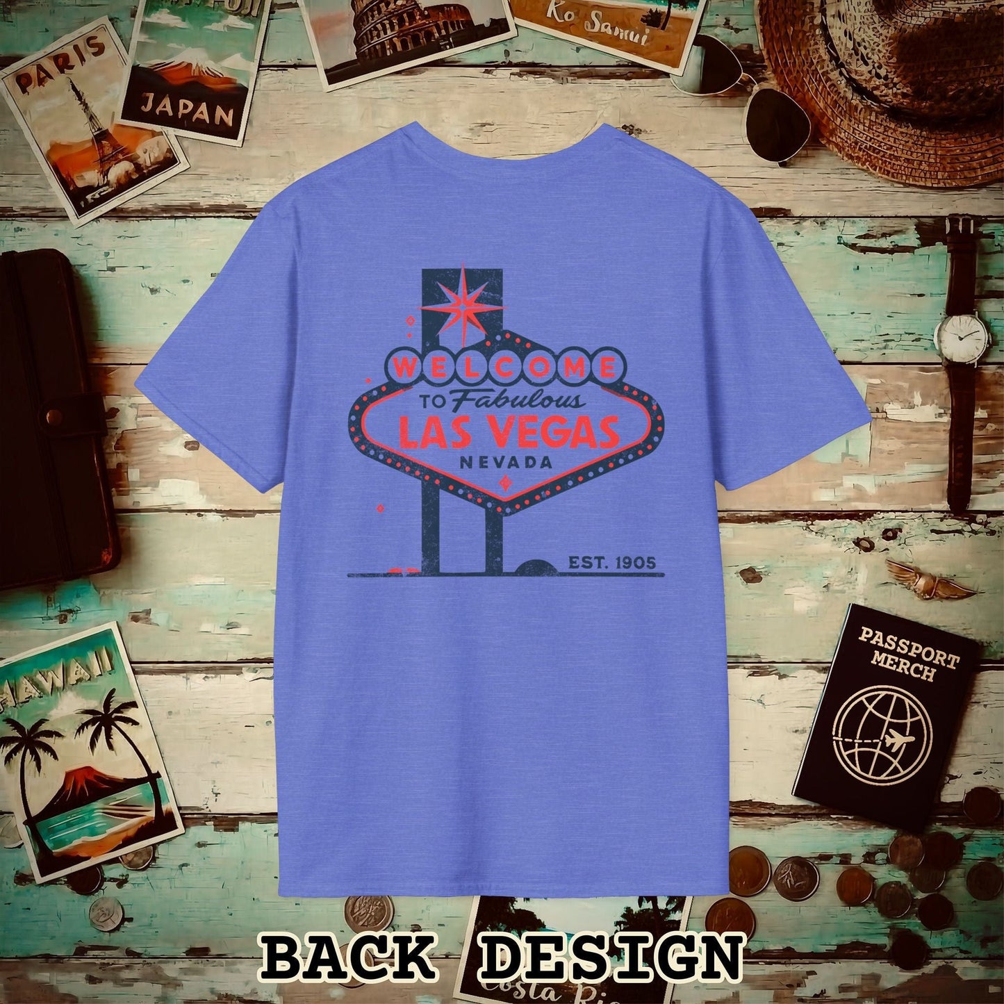 Signs of Wanderlust, Welcome to Las Vegas, Nevada Back Print T-Shirt Heather Royal / S