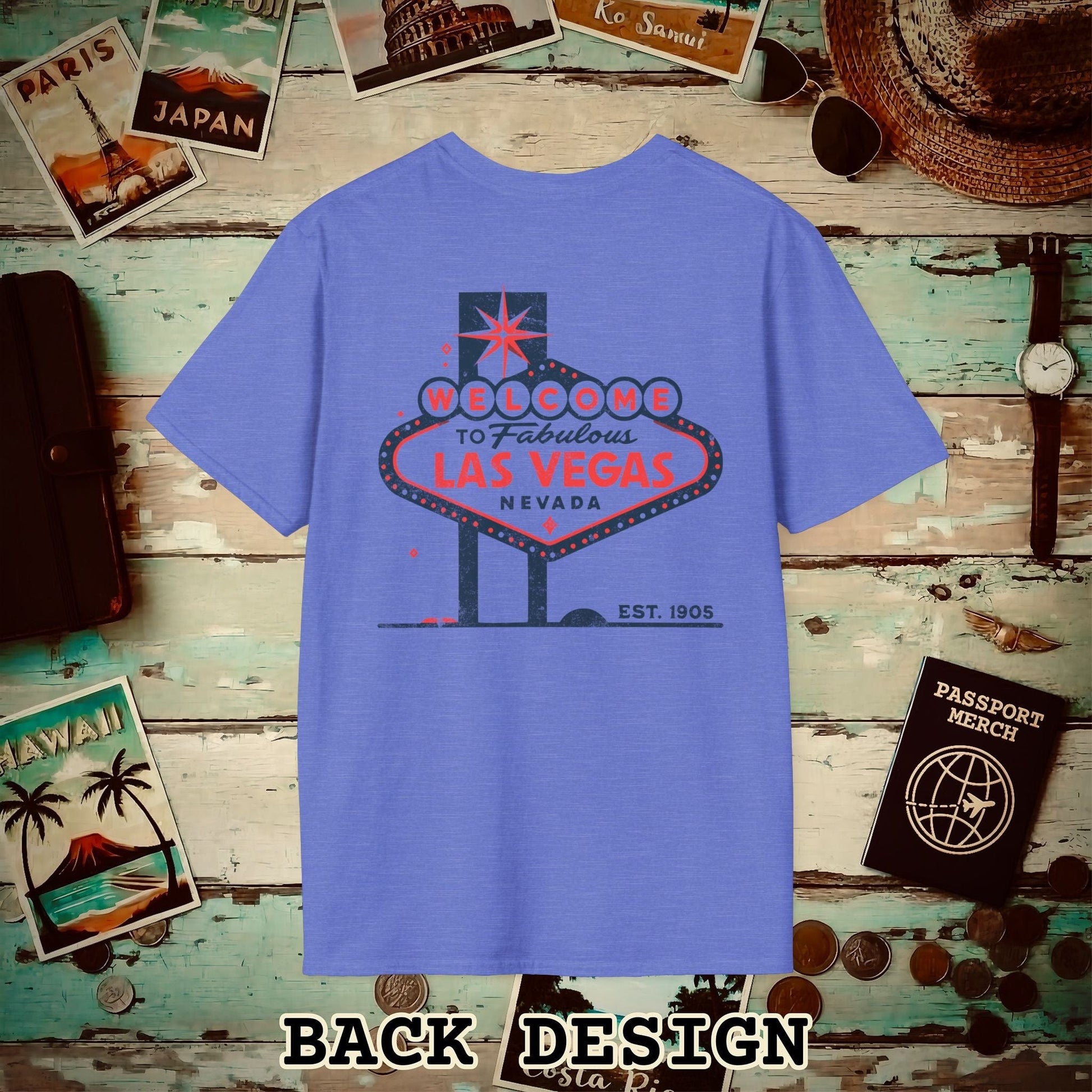 Signs of Wanderlust, Welcome to Las Vegas, Nevada Back Print T-Shirt Heather Royal / S