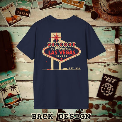 Signs of Wanderlust, Welcome to Las Vegas, Nevada Back Print T-Shirt Navy / S