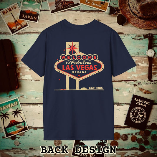 Signs of Wanderlust, Welcome to Las Vegas, Nevada Back Print T-Shirt Navy / S