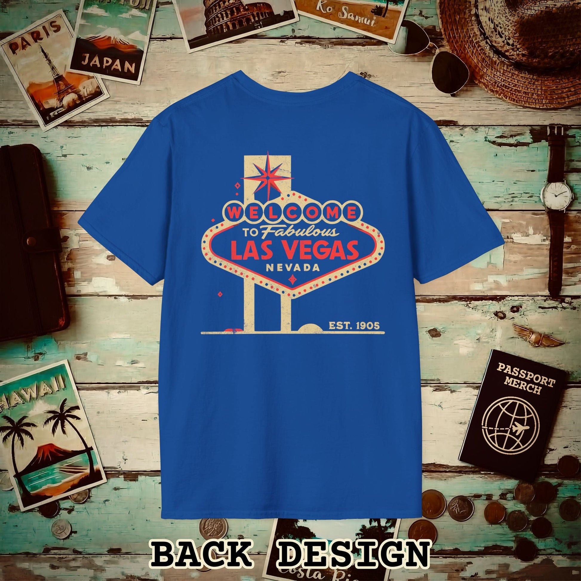 Signs of Wanderlust, Welcome to Las Vegas, Nevada Back Print T-Shirt Royal / S