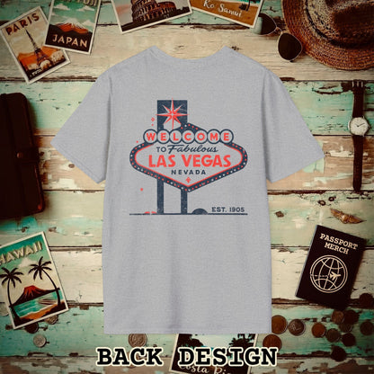 Signs of Wanderlust, Welcome to Las Vegas, Nevada Back Print T-Shirt Sport Grey / S