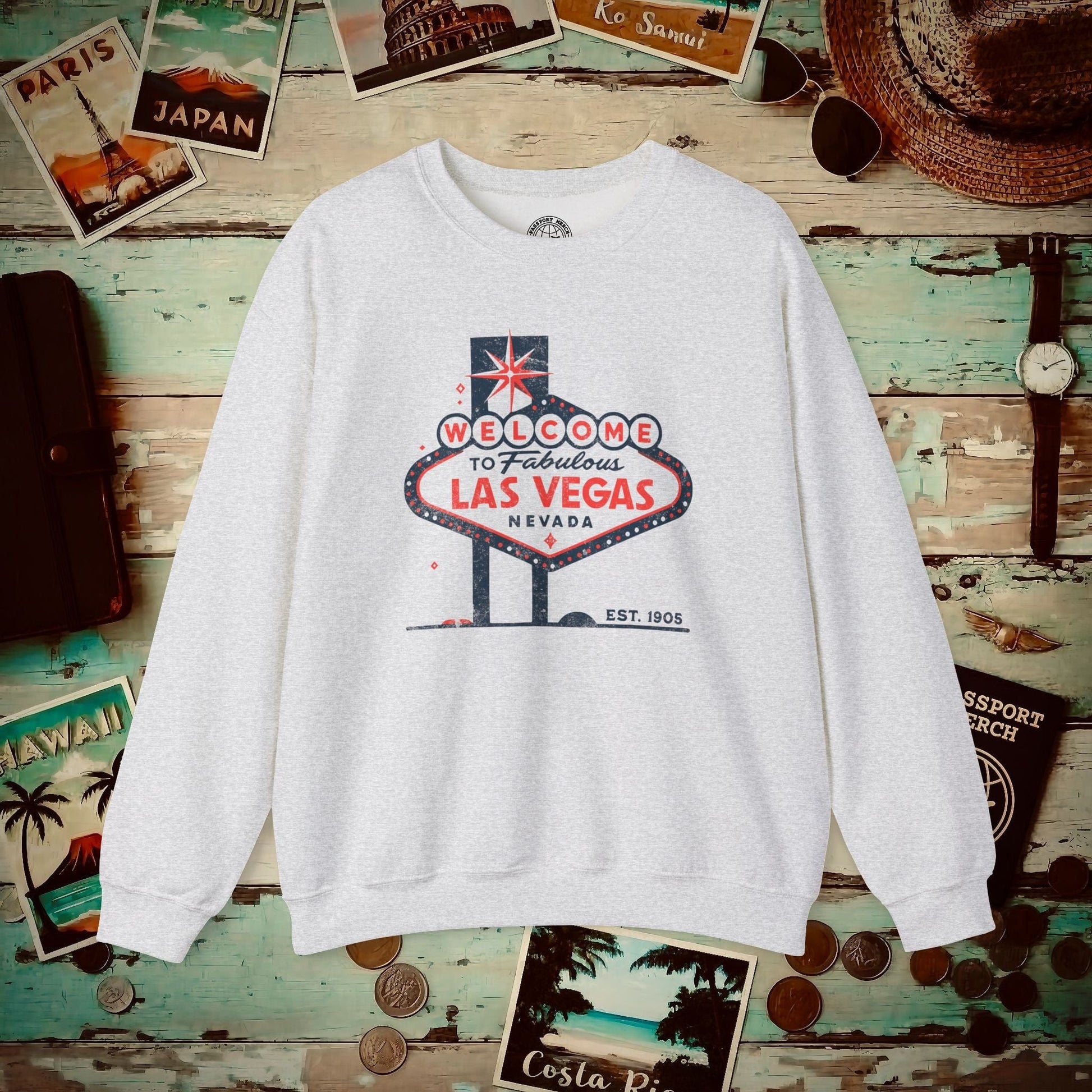 Signs of Wanderlust, Welcome to Las Vegas, Nevada Crewneck Ash / S