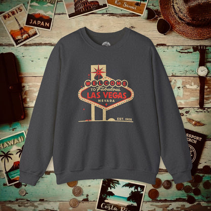 Signs of Wanderlust, Welcome to Las Vegas, Nevada Crewneck Dark Heather / S
