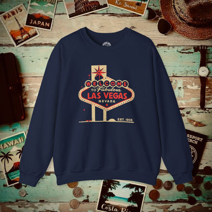 Signs of Wanderlust, Welcome to Las Vegas, Nevada Crewneck Navy / S