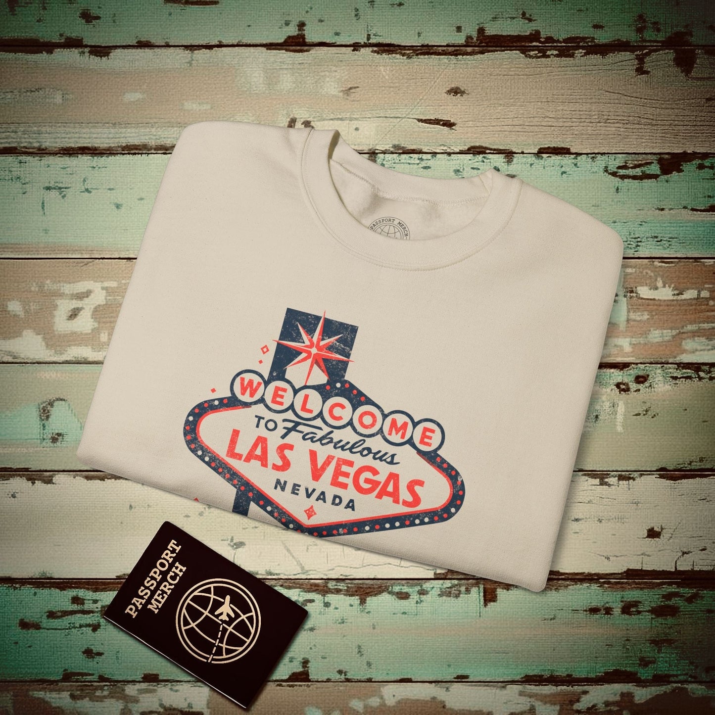 Signs of Wanderlust, Welcome to Las Vegas, Nevada Crewneck Sand / S