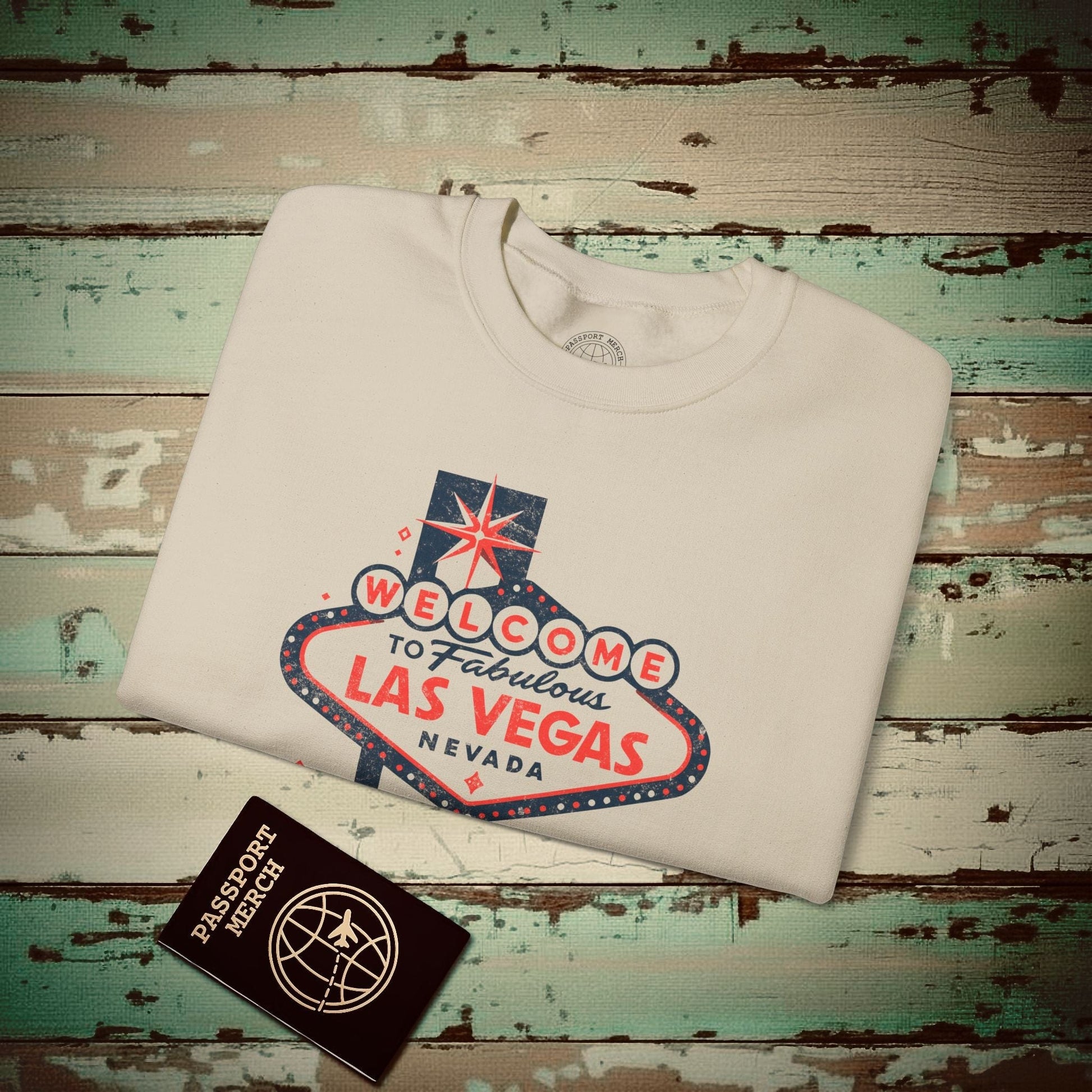 Signs of Wanderlust, Welcome to Las Vegas, Nevada Crewneck Sand / S