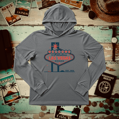 Signs of Wanderlust, Welcome to Las Vegas, Nevada Hooded Long Sleeve Grey TriBlend / XS