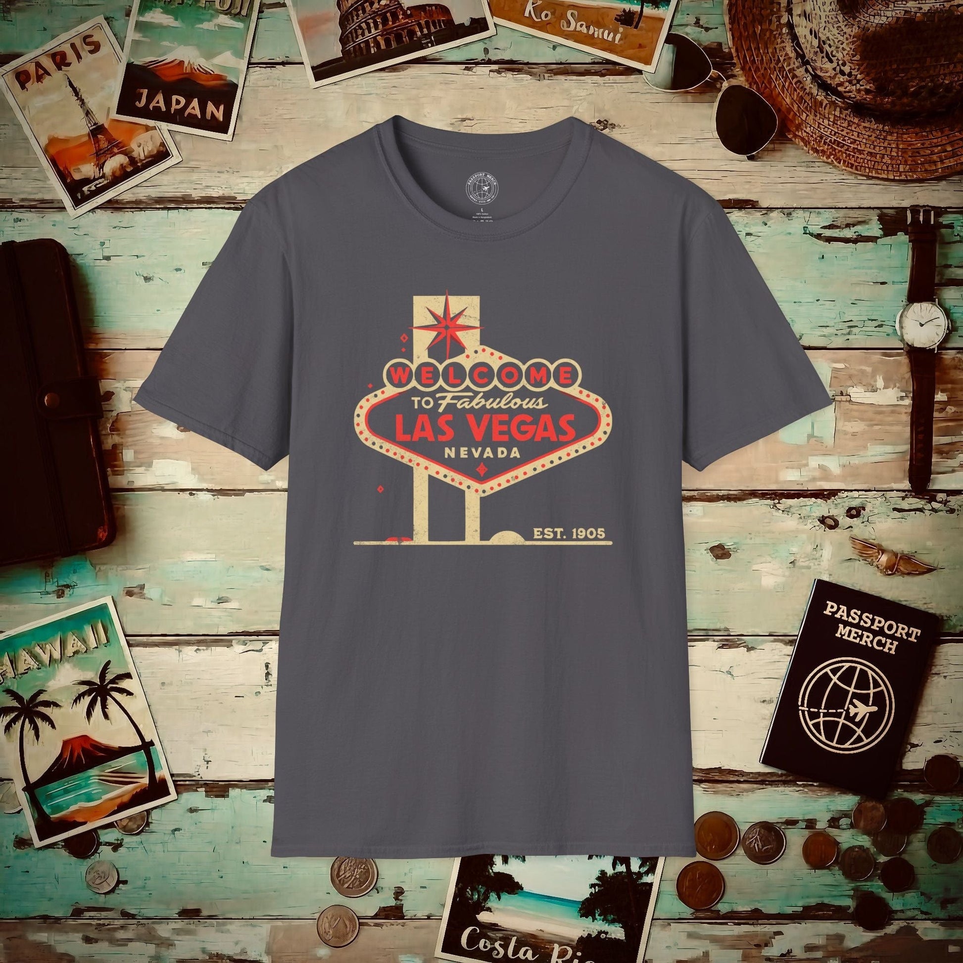 Signs of Wanderlust, Welcome to Las Vegas, Nevada T-Shirt Charcoal / S
