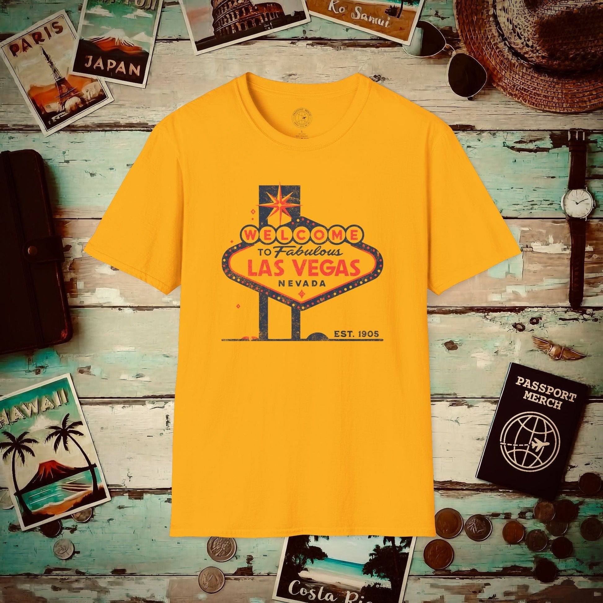 Signs of Wanderlust, Welcome to Las Vegas, Nevada T-Shirt Gold / S