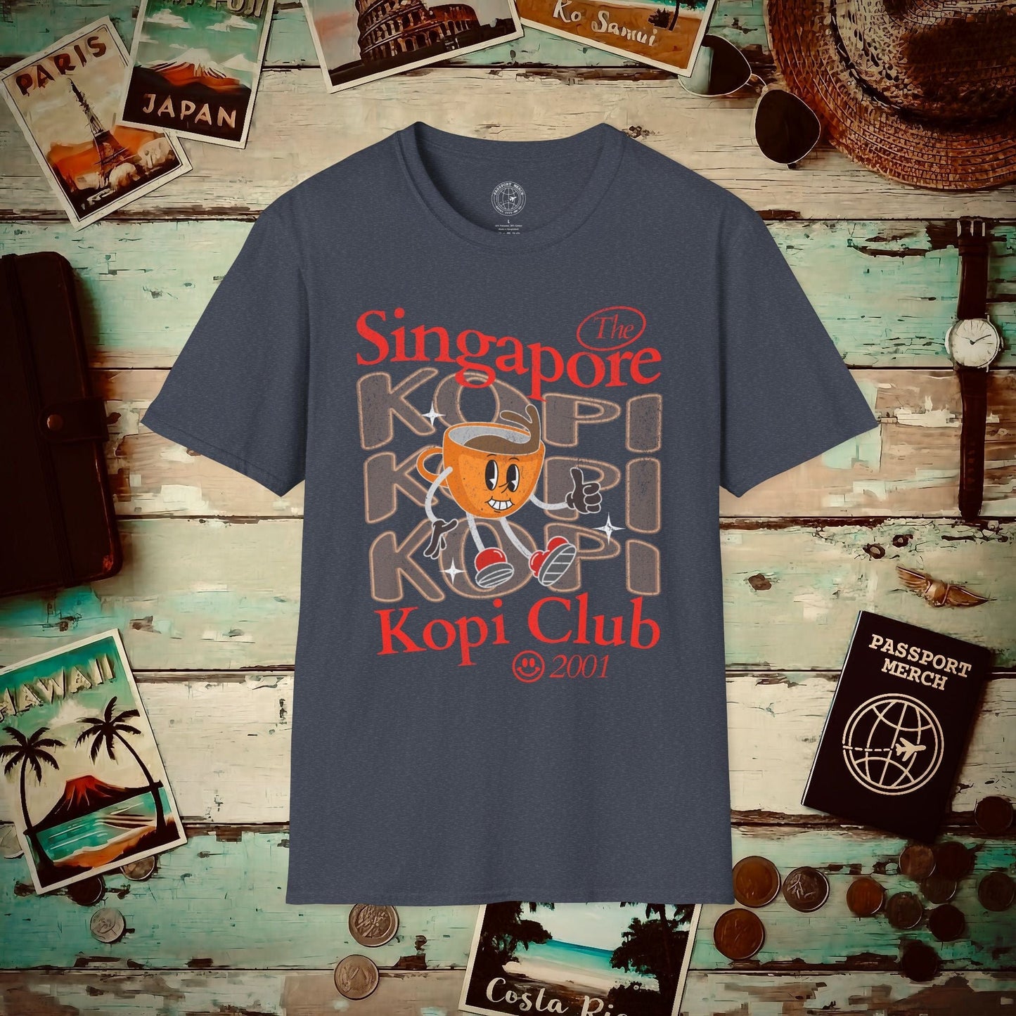 Singapore Kopi Club T-Shirt Heather Navy / S