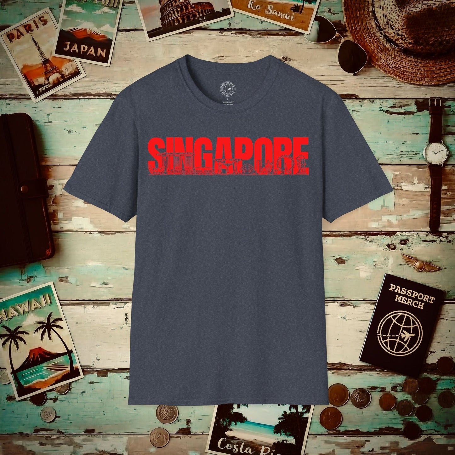 Singapore Monochrome Memories T-Shirt Heather Navy / S