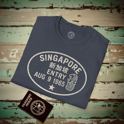 Singapore - Vintage Passport Stamp T-Shirt Heather Navy / S