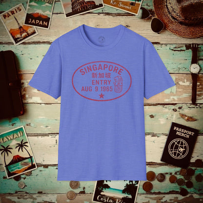 Singapore - Vintage Passport Stamp T-Shirt Heather Royal / S