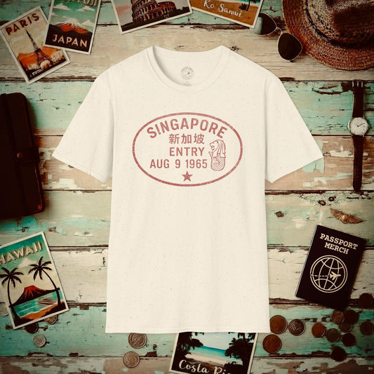 Singapore - Vintage Passport Stamp T-Shirt Natural / S