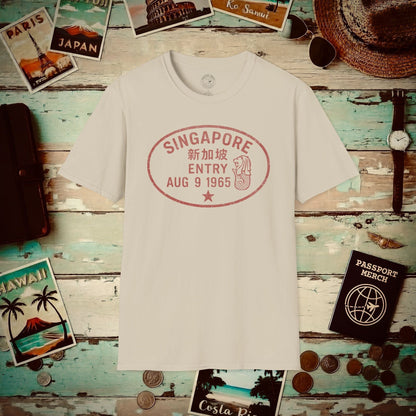 Singapore - Vintage Passport Stamp T-Shirt Sand / S