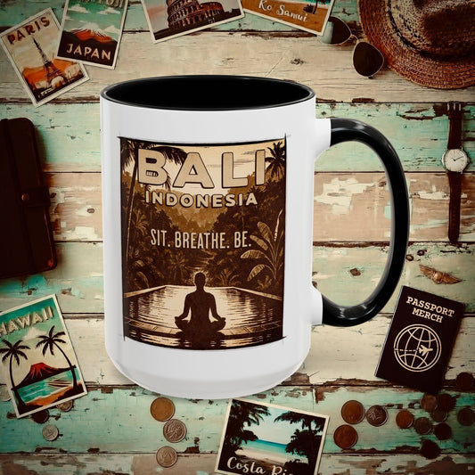 Sit. Breathe. Be. Bali, Indonesia 15oz Mug Black / 15oz