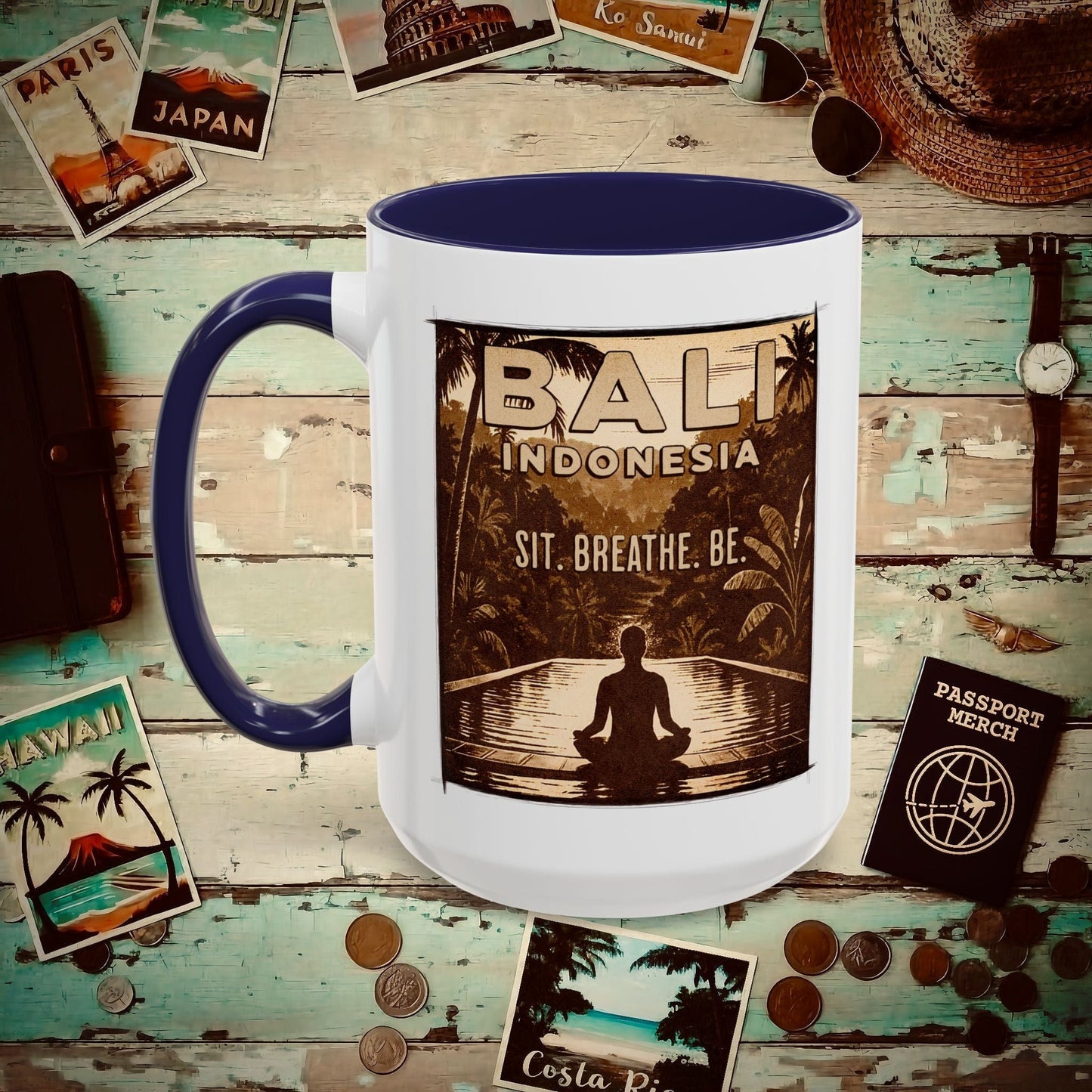 Sit. Breathe. Be. Bali, Indonesia 15oz Mug Navy / 15oz