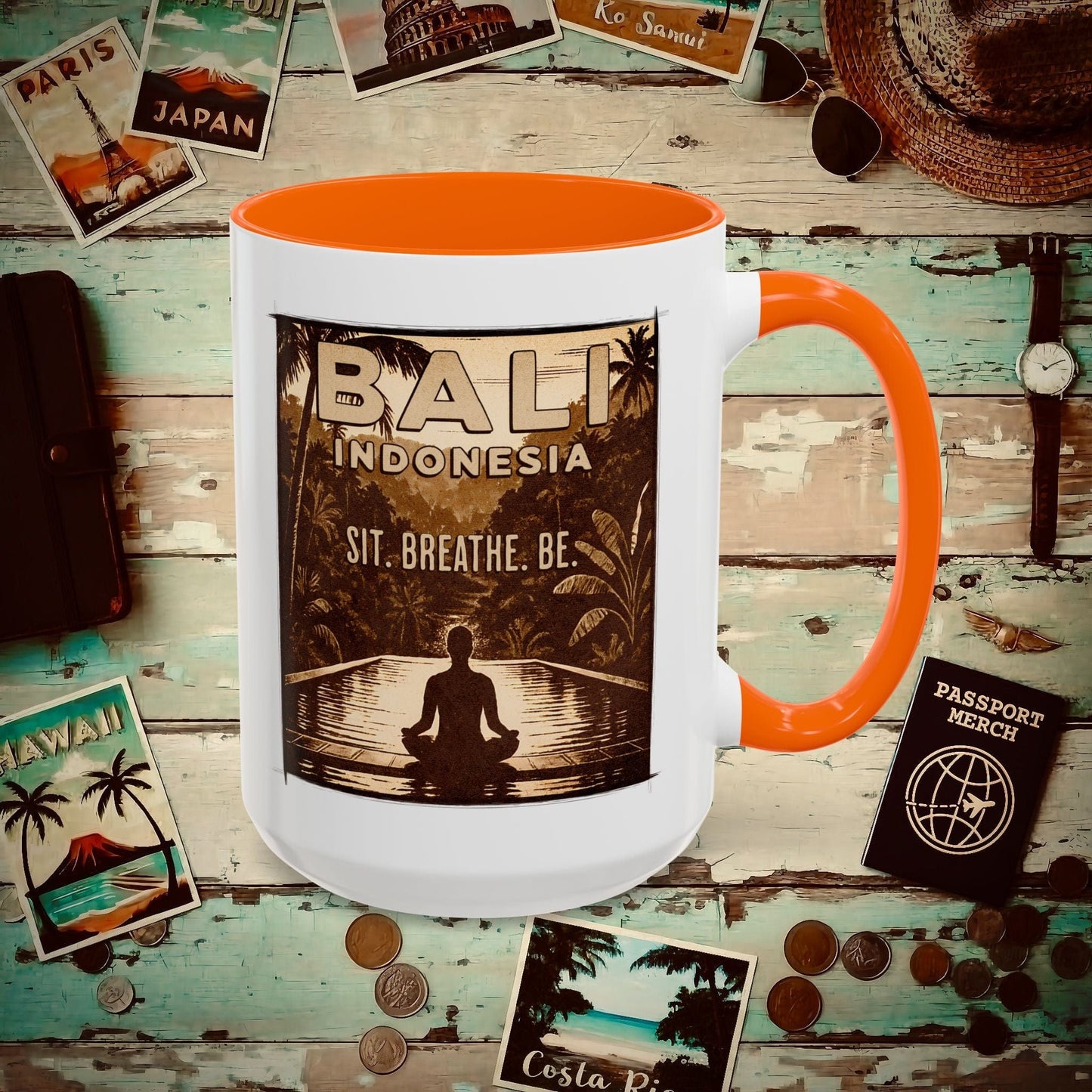 Sit. Breathe. Be. Bali, Indonesia 15oz Mug Orange / 15oz