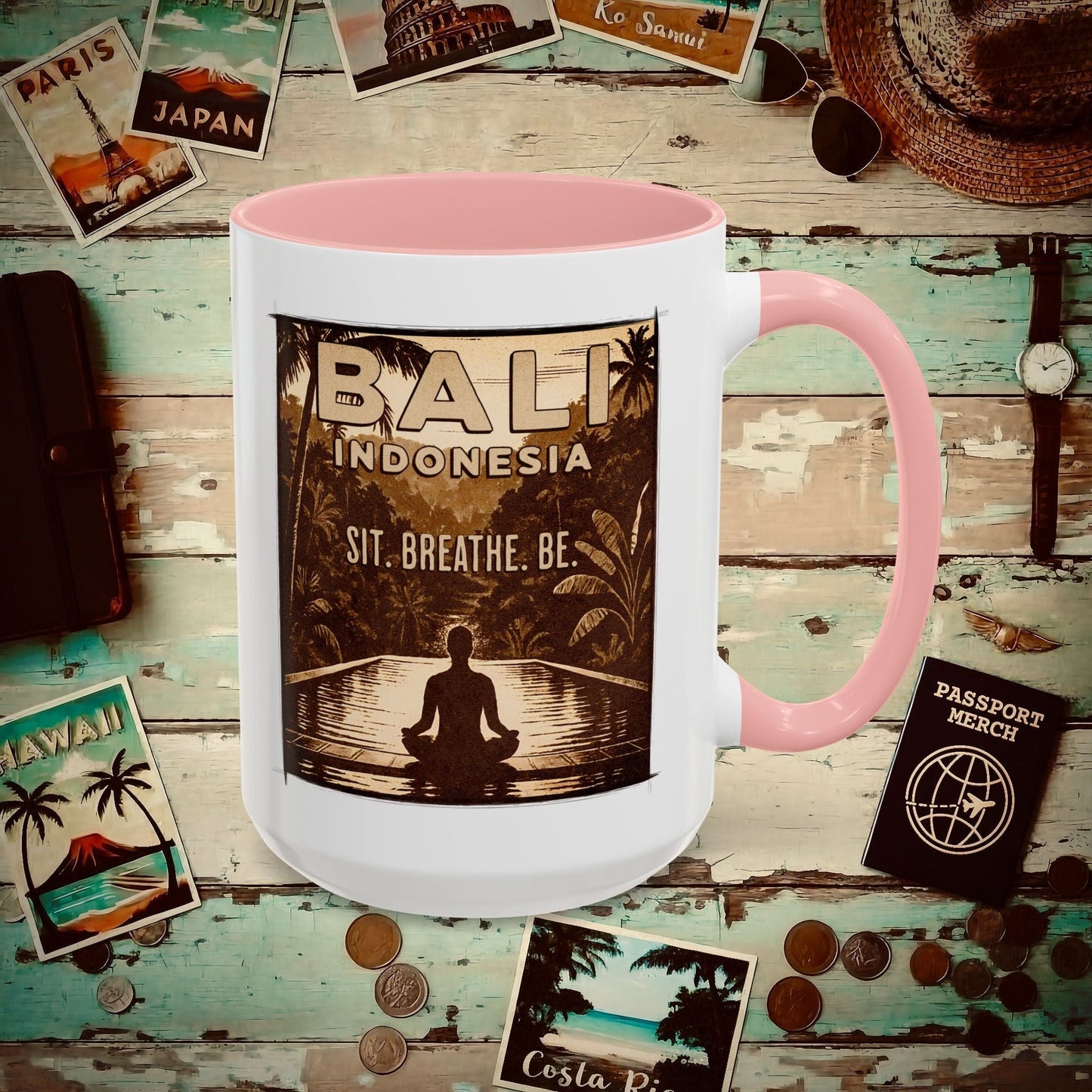 Sit. Breathe. Be. Bali, Indonesia 15oz Mug Pink / 15oz