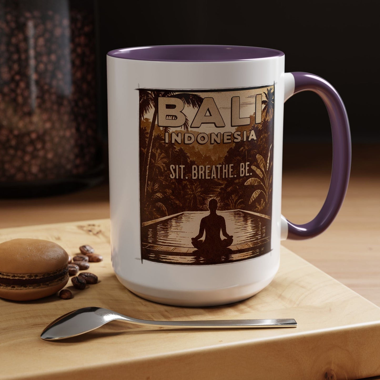 Sit. Breathe. Be. Bali, Indonesia 15oz Mug Purple / 15oz