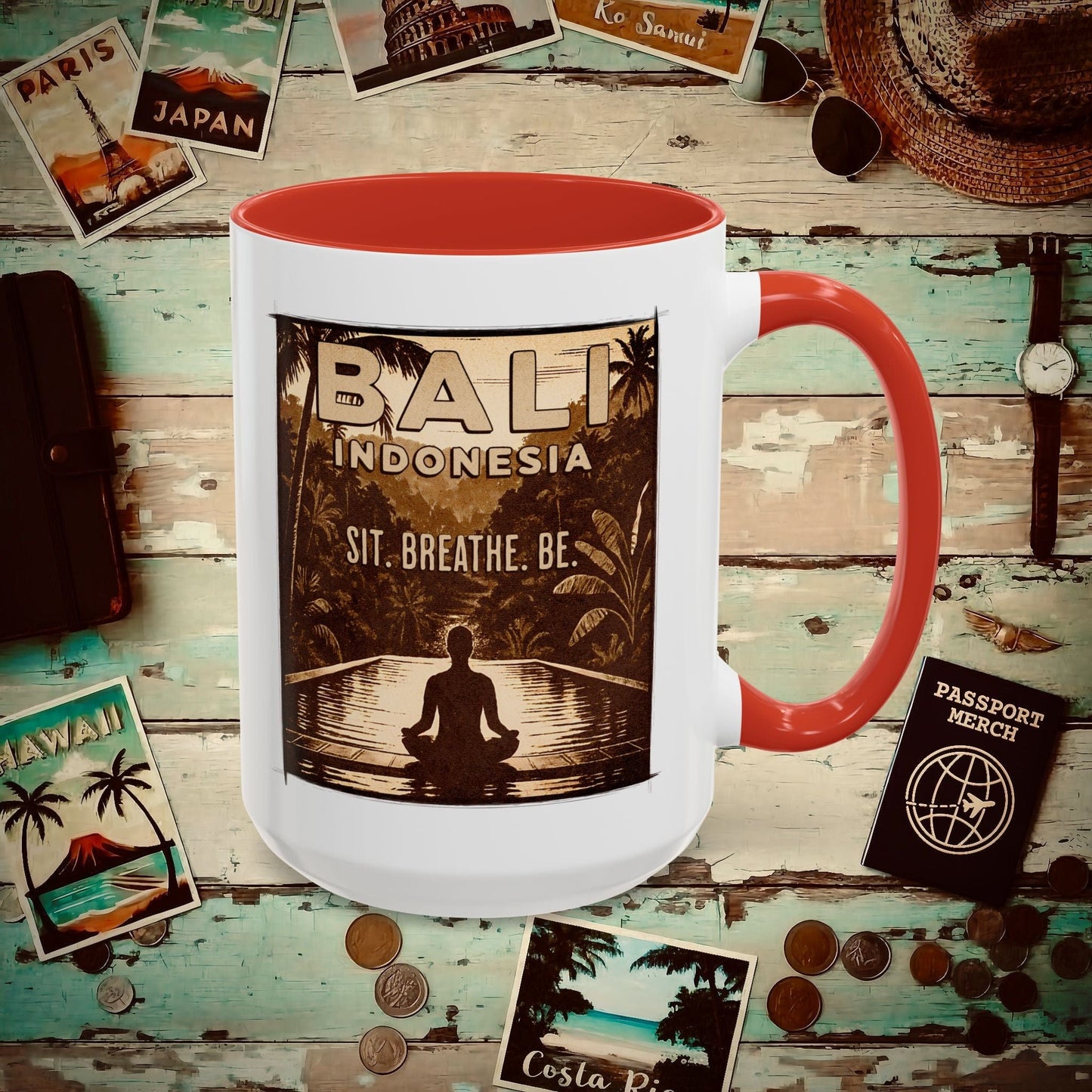 Sit. Breathe. Be. Bali, Indonesia 15oz Mug Red / 15oz